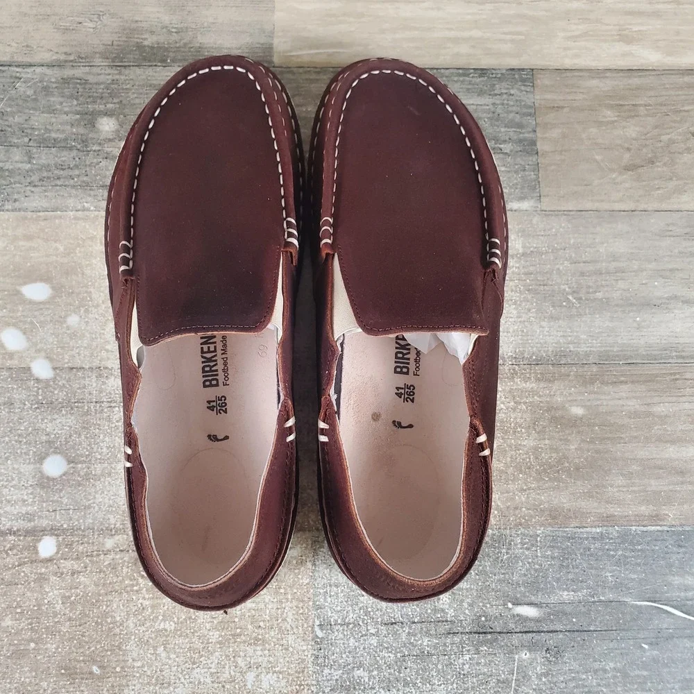 Birkenstock Duma Mens Shoes Sz 8 Mid Brown Leather Slip On Low Top Casual Loafer